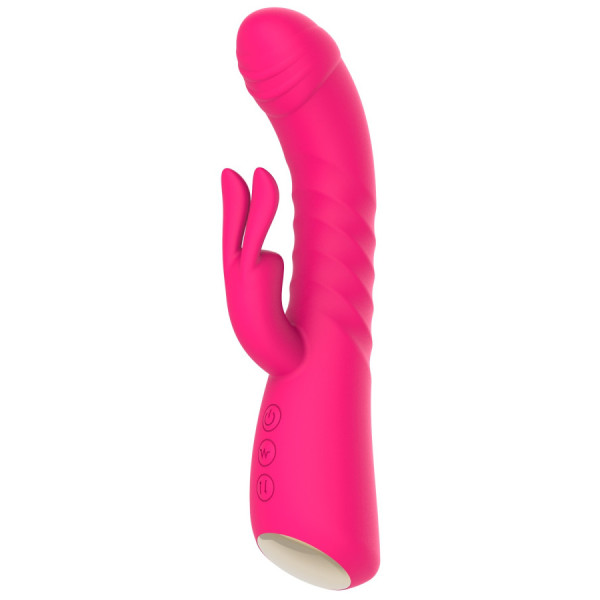 Vibromasseur rabbit rose chauffant avec fonction va-et-vient, USB 